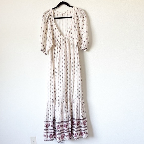 MASSCOB Floral Cream Maxi Dress small - Picture 1 of 12